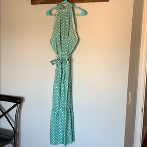 Sage and white polka dot midi/maxi dress